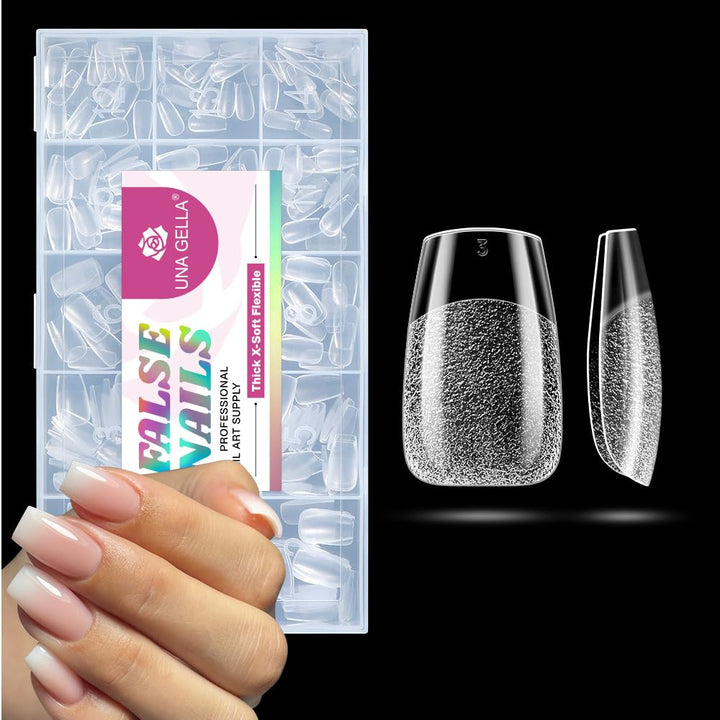 Short Almond Nail Tips, 312Pcs Short Almond Gel Nail Tips Shape Pre Etched Press on Nails Clear Acrylic Fake Nails No C Curve for Full Cover Nails Extension Home Art DIY Salon 12 Sizes