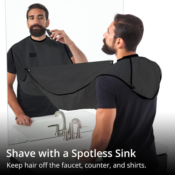 Beard Bib Apron - Shaving Set for Dad - as Seen on Shark Tank - Men'S Hair Catcher for Shaving - Grooming Accessories, Black
