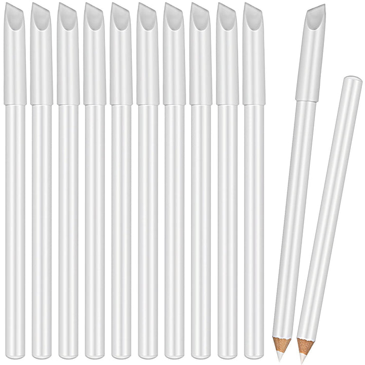 12 Pieces White Nail under Pencil 2-In-1 White Art Whitening Pen French Nail Pencils with Cuticle Pusher for Manicure Supplies Art DIY Design Tool