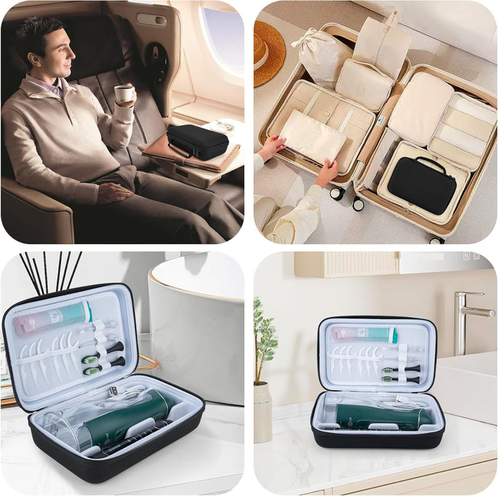 Portable Water Flosser Travel Case, Oral Irrigator Organizer, Sturdy EVA Case for Flosser, Electric Toothbrush, Toothpaste and Accessories - Black