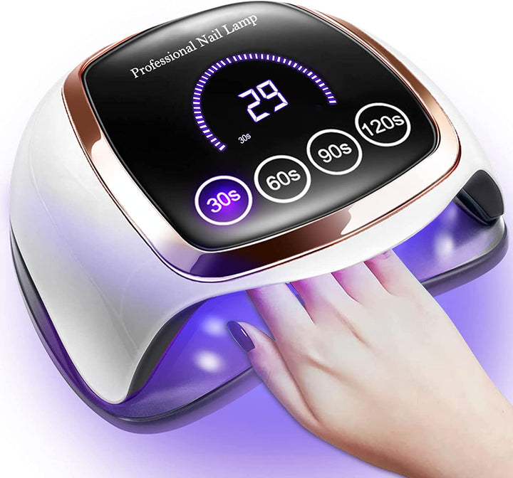 UV LED Nail Lamp,  Upgrade 180W Nail Dryer for Gel Polish with LCD Display, Auto Sensor and 4 Timer Settings, Professional Curing Lamp Light with 42 Beads for Salon and Home