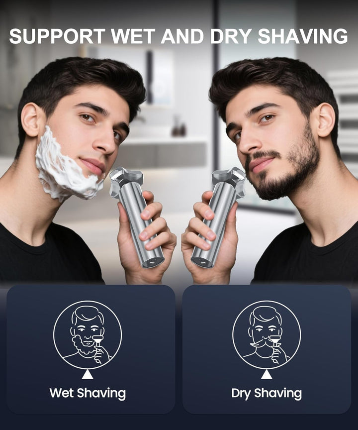 Electric Razor for Men，10,000Rpm High-Speed Motor, IPX8 Waterproof, USB Fast Charging, 5-Min Quick Charge & Travel Lock,Metallic Silver