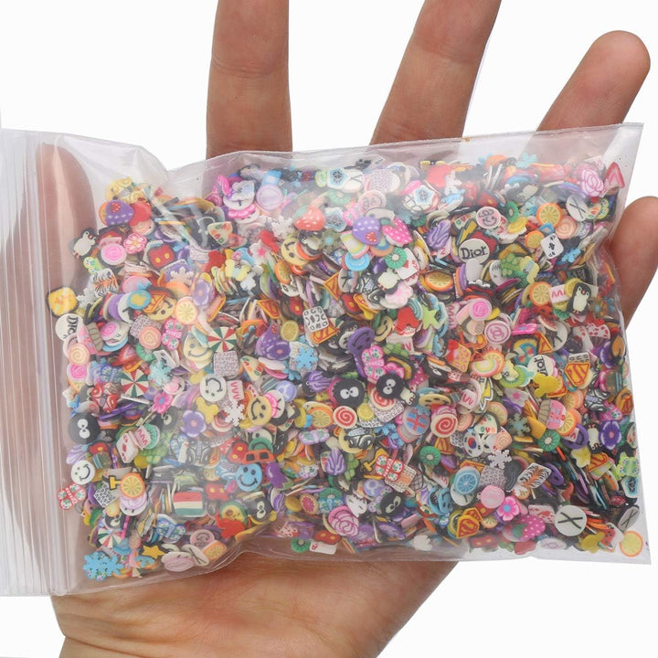 5000 Pcs 3D Nail Art Slice,Fruits Animals Flowers Slices for Slime Mini Fruit Fimo Clay Slices Hundreds Pattern for Nail Stuff DIY,1/5 Inch.