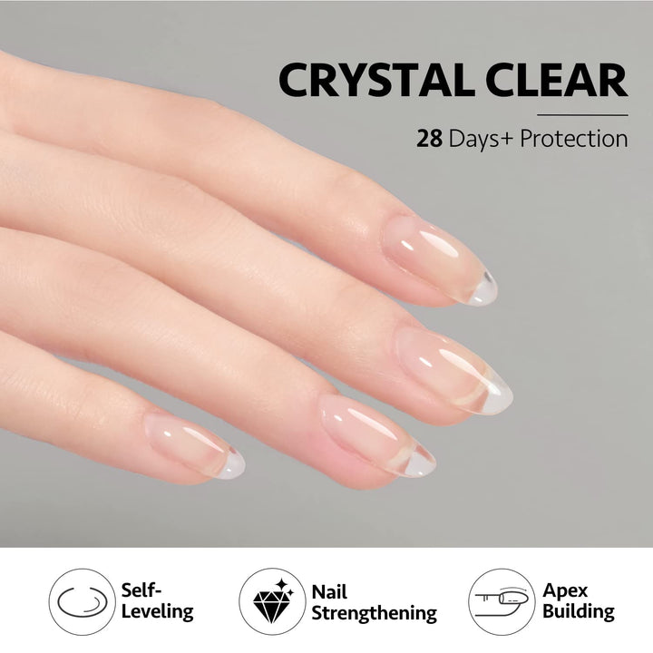 Clear Builder Gel for Nails, 16Ml Nail Strengthener in a Bottle, Nail Extension Hard Gel, Soak off Long Lasting UV Light Cure, Base Coat Top Coat Needed