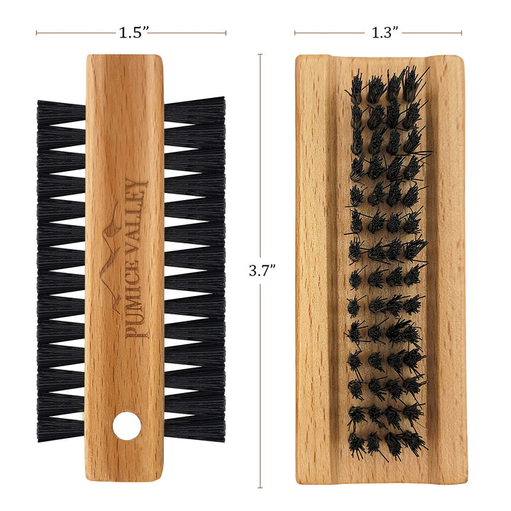 Wooden Cleaning Finger Nail Brush with Nylon Charcoal Bristles & Hanging Rope - Double-Sided Fingernail Brush for Scrubbing Fingernails and Toes (Beechwood)