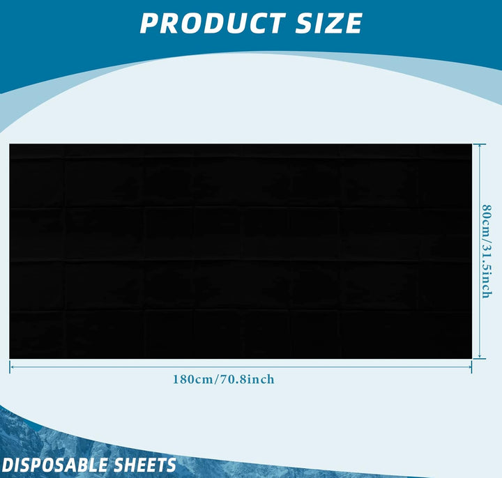 50 Pieces 31 X 70 Inches Disposable Bed Sheets Bed Cover Massage Table Sheet Non-Woven Fabric for Spa, Lash, Beauty Salon, Waxing, Hotels(Black)