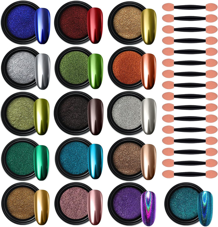 White Pearl Chrome Nail Powder,Iridescent Aurora Powder Metallic Mirror Effect Pigment Pearlescent Mermaid Pigment Pearl Glitter Dust Kit,Nail Art Decoration, Resin Craft