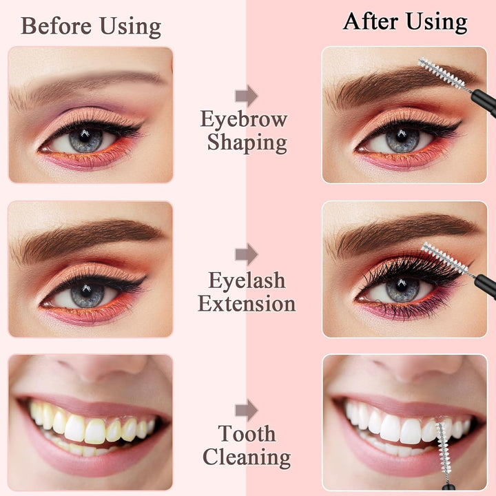 120Pcs Micro Eyebrow Brush with Cap Brow Lamination Brush Spoolies for Brow Eyelash Brush Lash Filler & Lift and Tint Tools for Brows and Lashes Comb Extensions