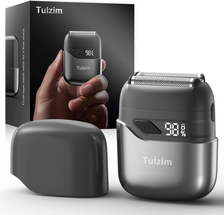 Electric Foil Shaver for Men: Portable Electric Razor for Beard/Face - 3 Floating Blade LED Display USB-C Fast Rechargeable - IPX7 Waterproof for Travel & Home - Carbon Gray