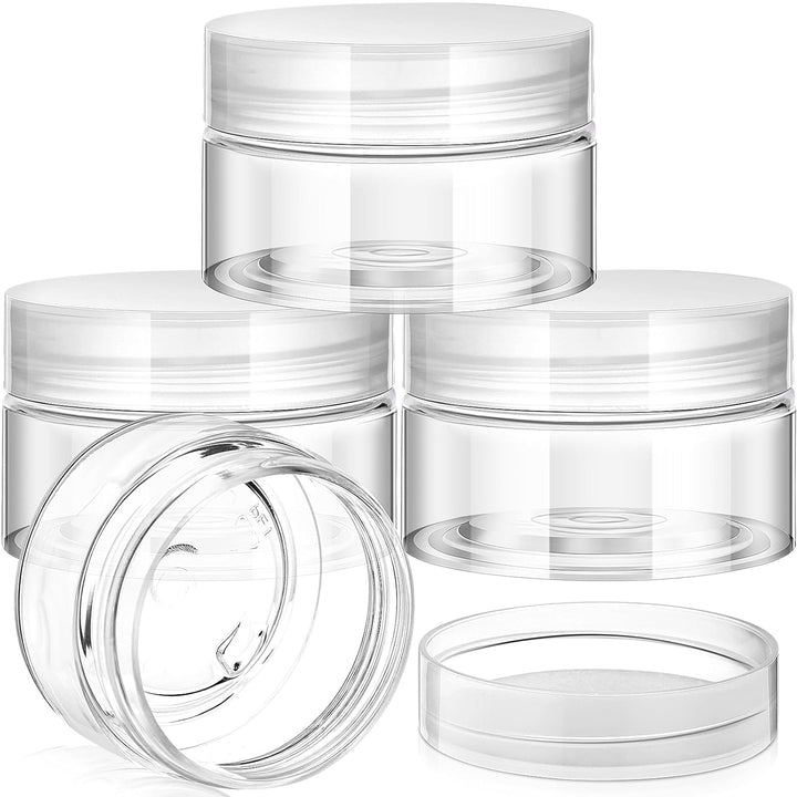 4 Pieces round Wide-Mouth Leak Proof Plastic Container Jars with Lids for Travel Storage Makeup Beauty Products Face Creams Oils Salves Ointments DIY Making(1 Ounce,White)