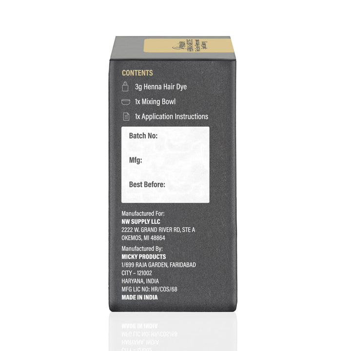 Spot Color Henna Kit - Henna Hair Dye - 3 Grams - Tint for Professional Spot Coloring - with Mixing Dish - Covers Grey Hair - Root Touch up (Dark Brown)