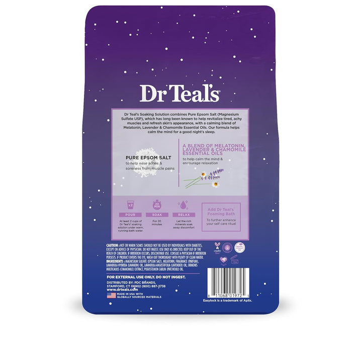Pure Epsom Salt Soak, Sleep Blend with Melatonin, Lavender & Chamomile Essential Oils, 3 Lbs
