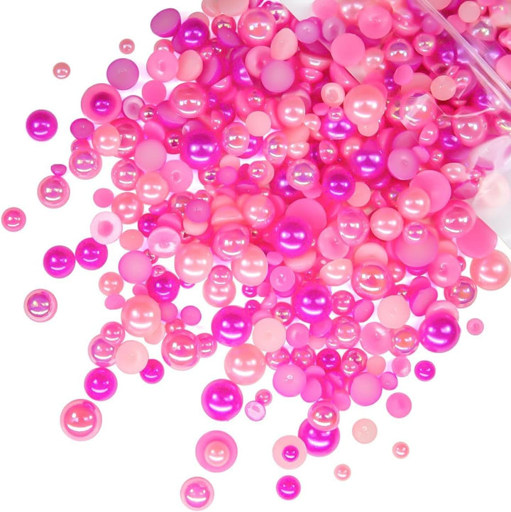 51G White Half Pearls for Crafting 4Mm 5Mm 6Mm 8Mm 10Mm Mix Sizes Pure White Flatback round Beads Charms for Nails Face Eyes Makeup Tumblers Bottles DIY Crafts Bedazzling Clothes Shoes Phones