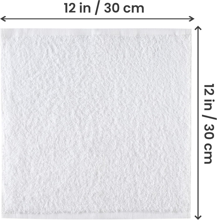 24 Pack Cotton Washcloths Set, 100% Ring Spun Cotton, Premium Quality Flannel Face Cloths, Highly Absorbent and Soft Feel Fingertip Towels, White