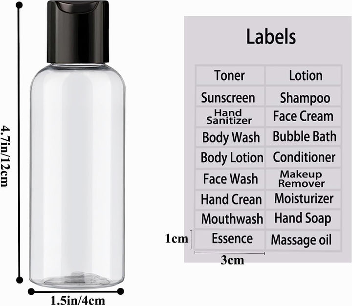 5 Pack 3.4 Oz Travel Bottles for Toiletries TSA Approved Leakproof Plastic Empty Travel Size Bottles Containers with Labels