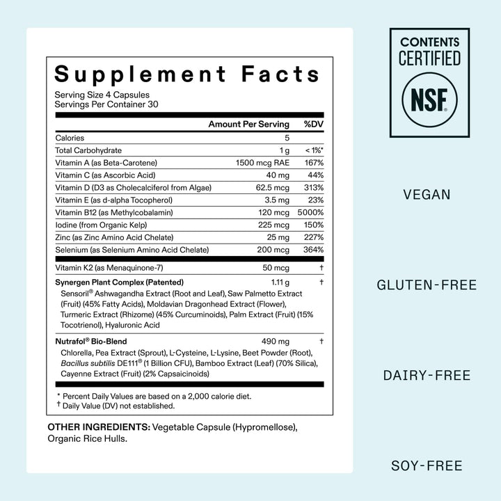 Women'S Hair Growth Supplements, for Women 18-44 Years Old, Clinically Tested for Visibly Thicker, Stronger Hair, 100% Vegan Ingredients, Dermatologist Recommended - 1 Month Supply