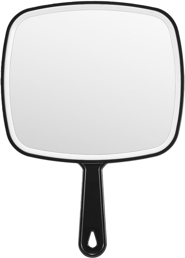 Extra Large Handheld Mirror，Hand Salon Mirror with Handle for Barbers, Hairdressing (Black，12.4" Lx 9" W)