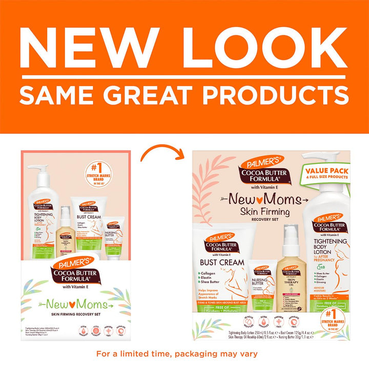 Cocoa Butter Formula New Moms Skin Recovery Postpartum Essentials, Body Lotion (8.5 Oz) + Nursing Butter (1.1 Oz) + Bust Cream (4.4 Oz) + Skin Therapy Oil (2 Oz), Dermatologist Approved