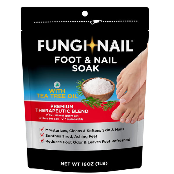 Foot & Nail Soak with Tea Tree Oil - Moisturize, Reduce Foot Odor, & Soothe Aching Feet - a Therapeutic Blend of Rich Mineral Epsom Salt, Pure Sea Salt, and 7 Essential Oils - 1 Pound