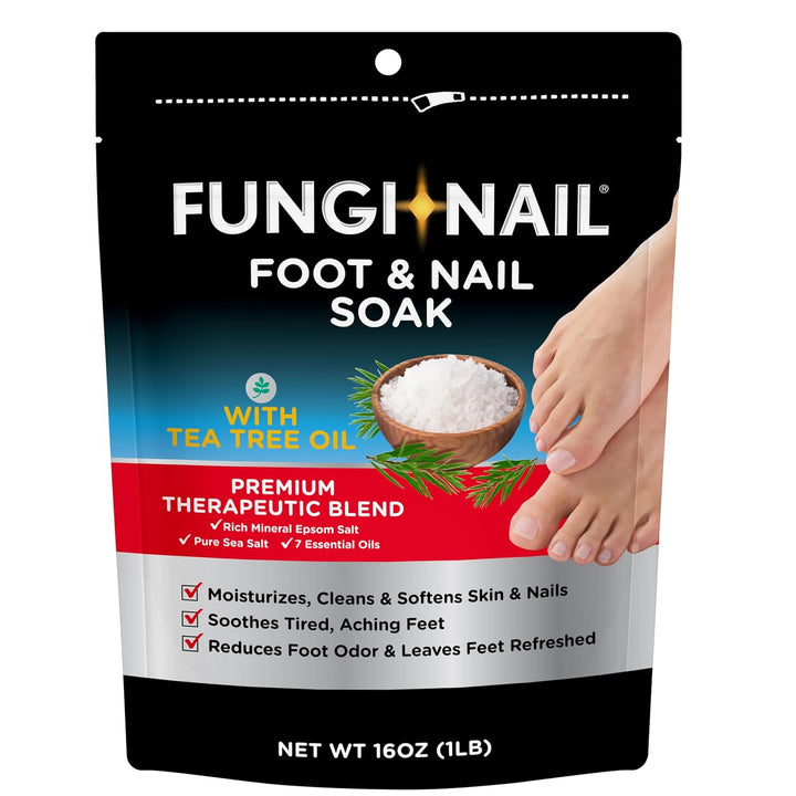 Foot & Nail Soak with Tea Tree Oil - Moisturize, Reduce Foot Odor, & Soothe Aching Feet - a Therapeutic Blend of Rich Mineral Epsom Salt, Pure Sea Salt, and 7 Essential Oils - 1 Pound