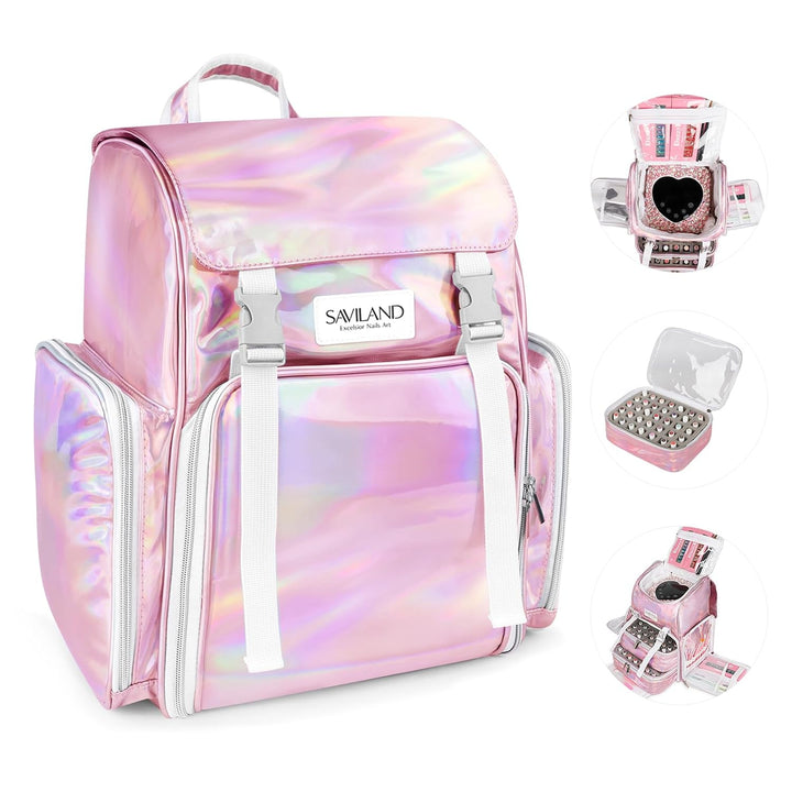 Nail Polish Organizer Bag: PU Leather Nail Polish Storage Organizer Holds 30 Bottles & Nail Lamp, Nail Polish Holder Travel Carrying Case Box Nail Tech Organizer Storage Bag for Nail Supplies