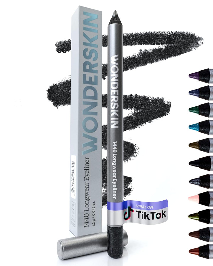 Eyeliner Pencil, 1440 Longwear Deep Black Eyeliner Pencil - Waterproof, Sharpenable & Smudge Proof