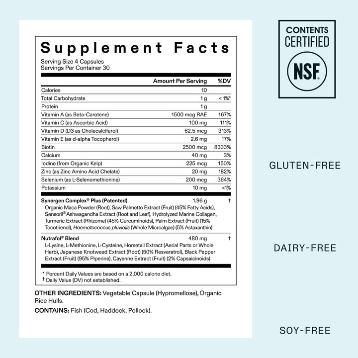 Women'S Balance Hair Growth Supplements, Ages 45 and Up, Clinically Proven for Visibly Thicker Hair and Scalp Coverage in 3-6 Months, Dermatologist Recommended - 1 Month Supply Refill Pouch