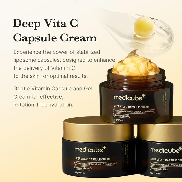 Deep Vitamin C Golden Capsule Face Moisturizer - Liposome Capsules for Wrinkles, Skin Radiance - Transparent Gel for Glow Hydration - Korean Skin Care 1.94 Oz