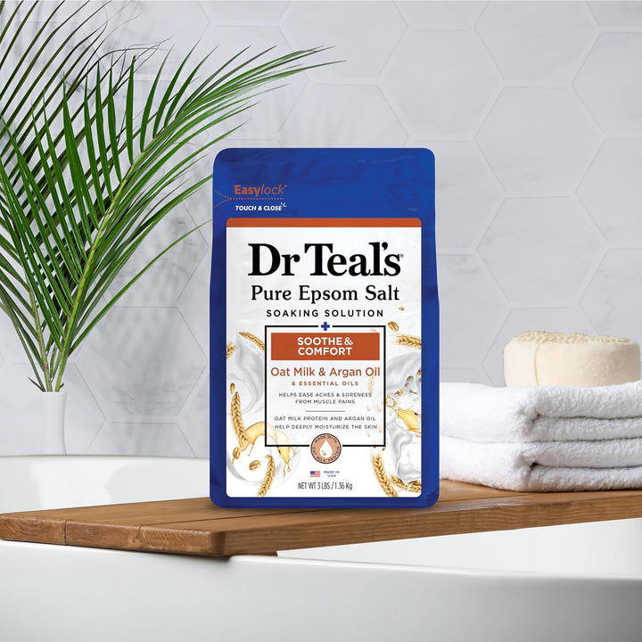 Epsom Salt Magnesium Soak, Soothe & Comfort with Oat Milk & Argan Oil, 3 Lbs