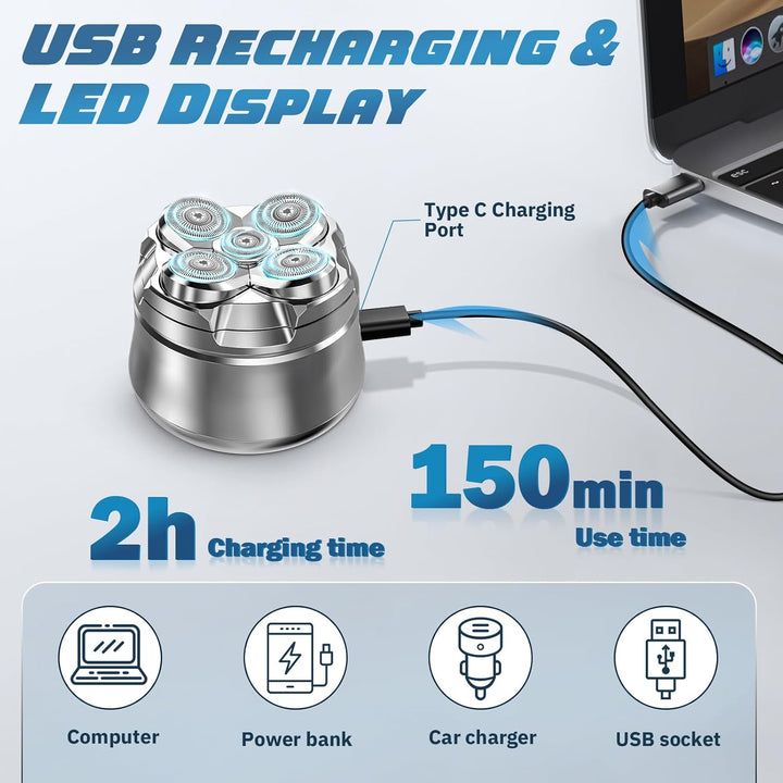 Head Shavers for Bald Men, Magnetic Electric Razor Hair Trimmer Cordless Rechargeable Electric Shavers 100% Waterproof Dry & Wet Grooming Kit with Led Display