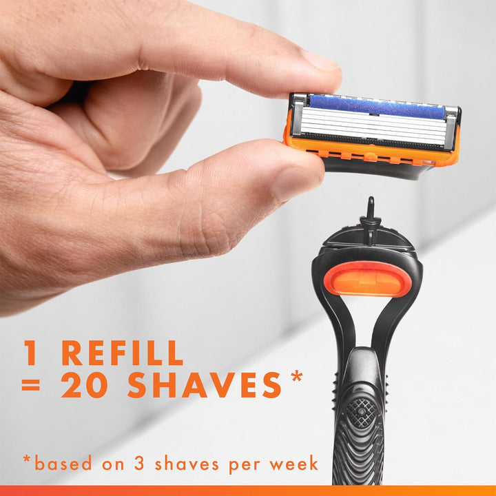 Fusion5 Razors for Men, 1 Razor, 4 Blade Refills, Lubrastrip for a More Comfortable Shave