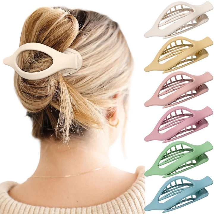 French Concord Hair Clips - 6Pcs Side Slide Volume Clips for Women Girls, Strong Hold No Slip Grip, Thick or Thin Hair (Matte Finish, L:4.6 IN, W:1.97IN)