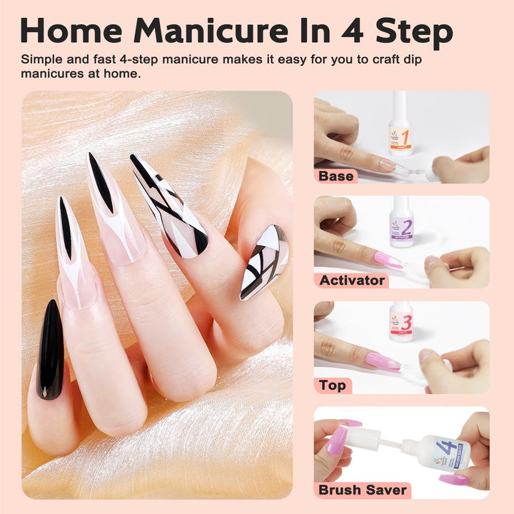 Dip Powder Liquid Set, Dipping Powder Base Top Coat, Activator, Brush Saver J705B