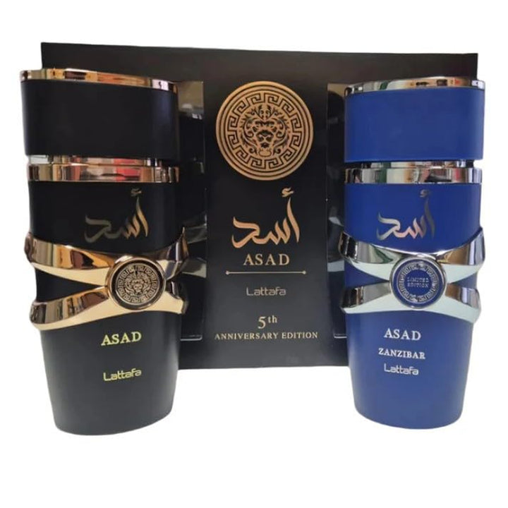 Lattafa Asad 2 Piece Gift Set (EDP 3.4 Fl Oz + Asad Zanzibar EDP 3.4 Fl Oz)
