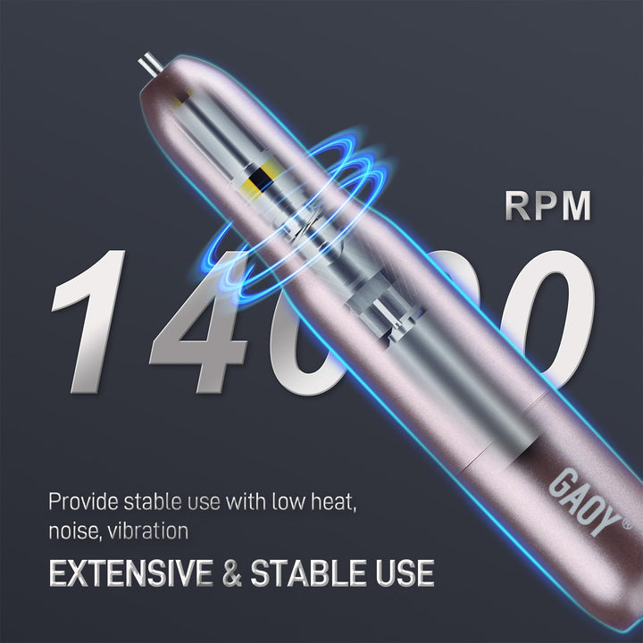 Electric Nail Drill for Acrylic and Gel, USB Electric Nail File, Portable Efile with Drill Bits, Manicure Pedicure Tools for Home Salon, Pink