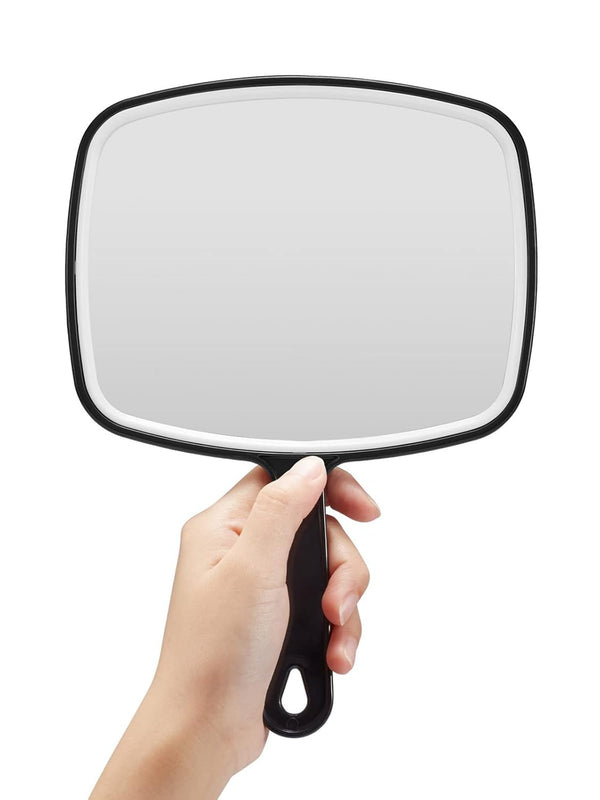 Hand Mirror, Black Handheld Mirror with Handle, 6.6" W X 9.2" L