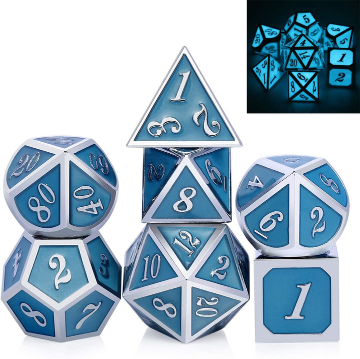 Metal Dice Set DND,  7 PCS Metallic Flowers D&D Dice with Gorgeous Gift Case for D&D Dungeons and Dragon Tabletop Game (Brown and Cream-Coloured)