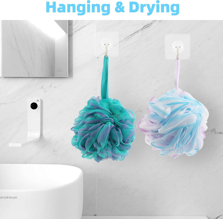 Bath Sponges Loofahs 70 Grams Large Size,4 Pack Shower Sponge Exfoliating Cleaning Bath Loofa Body Scrubber Balls for Women Men Children Washing