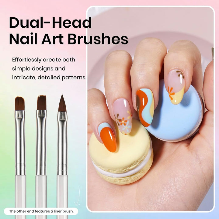 Beetles 31Pcs Nail Art Brushes, Dotting Tools, Nail Art Pens, Dust Brush, Striping Liner Fingernail Drawing Pens with Palette Holder All in One for Starter Manicure Design Set