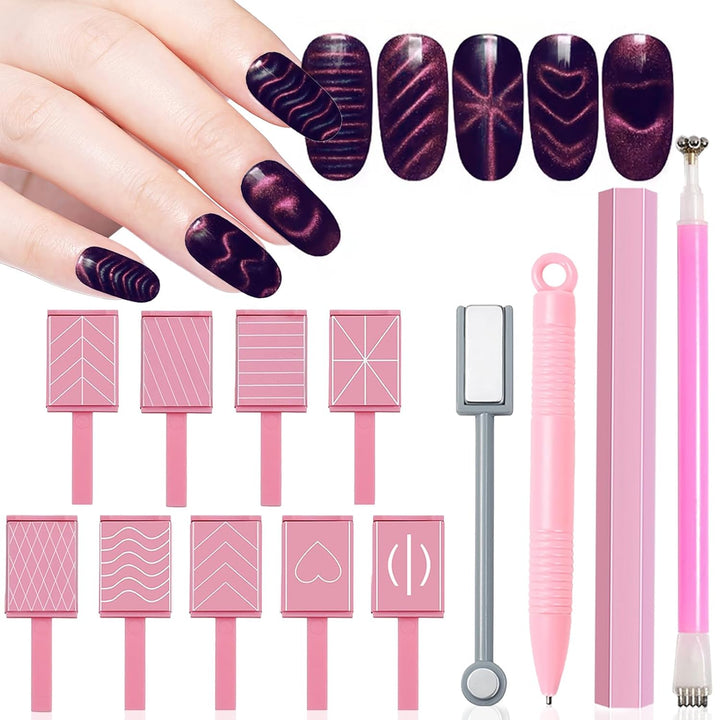 15Pcs Nail Magnet Set Cat Eye Gel Nail Polish Magnet Wand Magnetic Nail Polish Cat Eye Magnet for Nails Cat Eye Magnets Sticks Nail Design Tools Nail Art