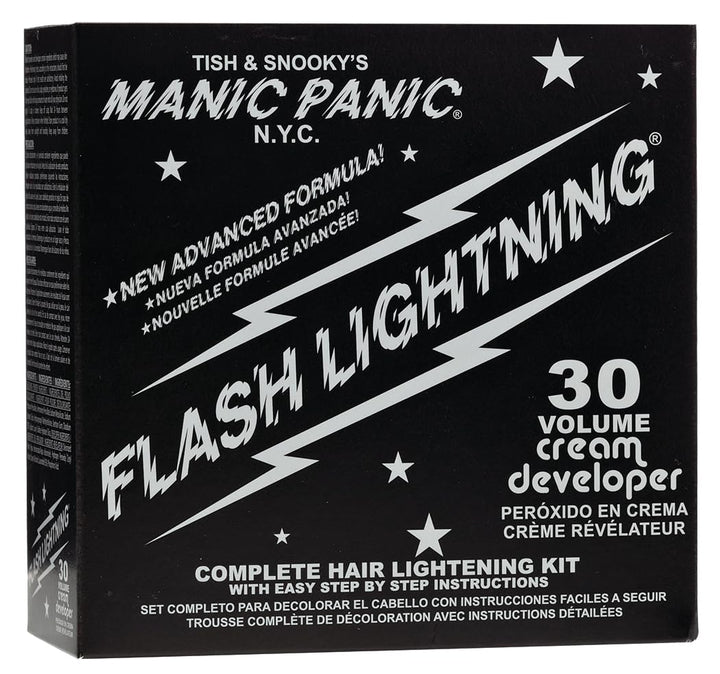 Flash Lightning Super Strength Bleach Kit - 40 Volume Developer + Bleach Powder - Hair Lightener for Dark Hair + Lifting up to 7 Levels - Vegan & Cruelty Free