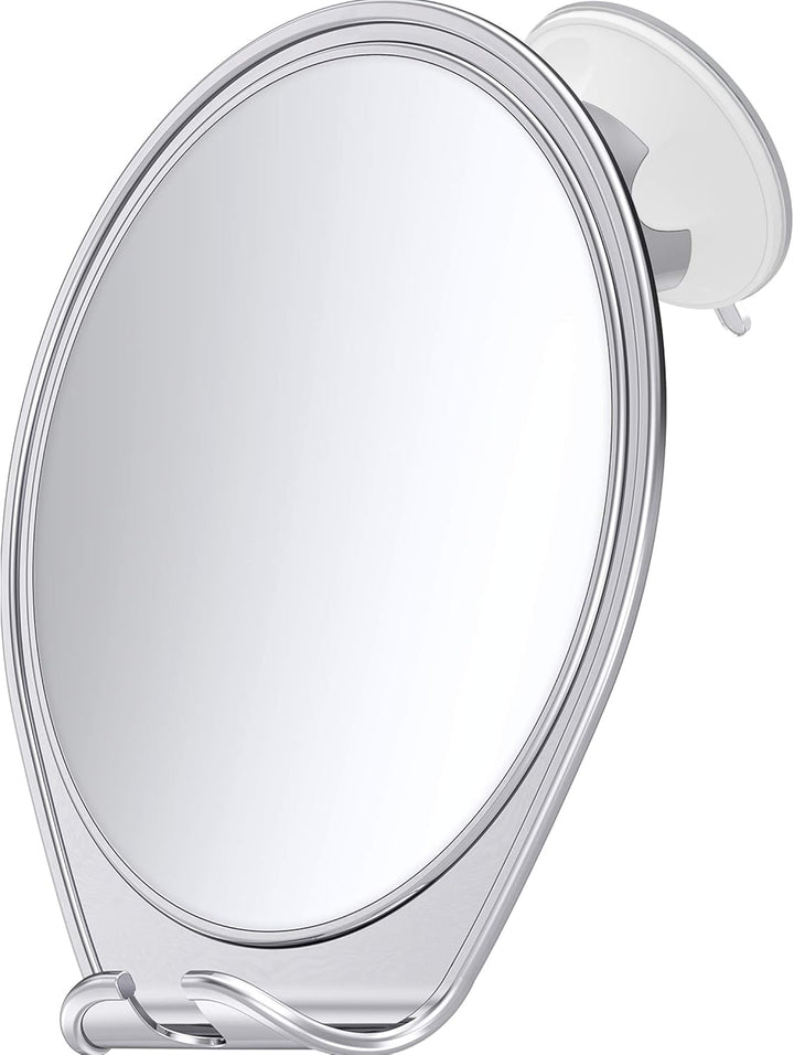 Fogless Shower Mirror with Suction Mount & Swivel – Anti-Fog Acrylic Bathroom Mirror for Shaving – Built-In Razor Holder, Easy Install, Home Shower Accessory (White)