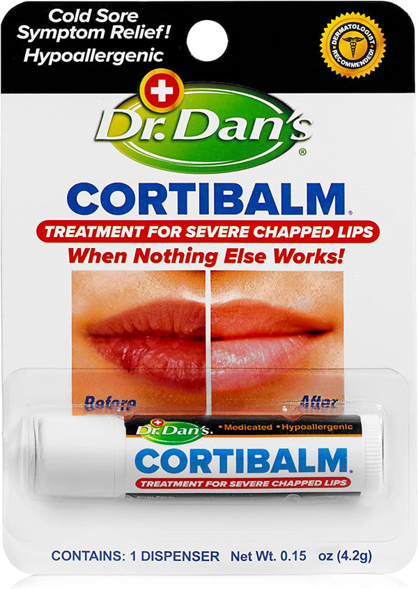 Cortibalm - 1 Pack - for Dry Cracked Lips - Healing Lip Balm for Severely Chapped Lips - Designed for Men, Women and Children