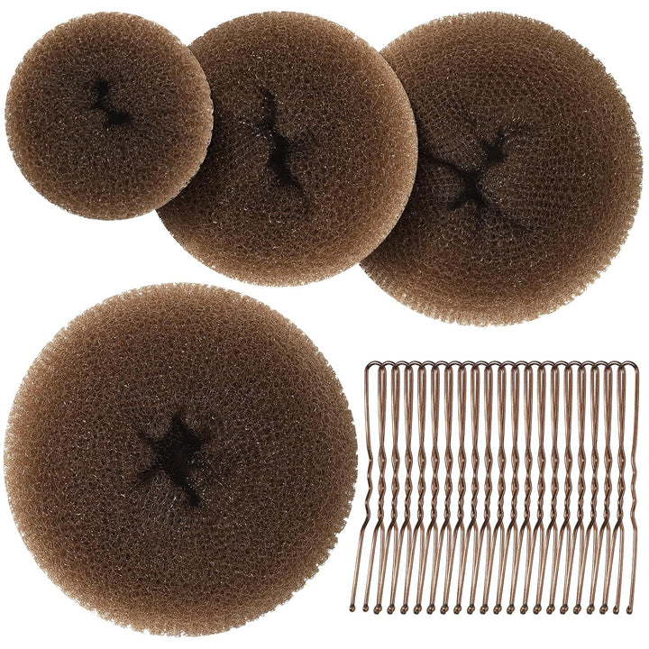 Hair Donut, Hair Bun Maker, Black（Extra-Large, Large, Medium and Small）