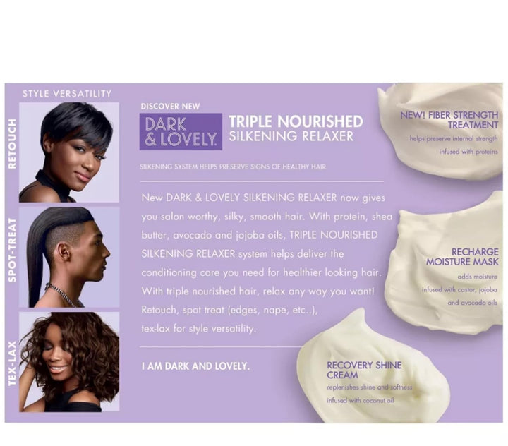 -Carson Dark and Lovely Triple Nourished Silkening Relaxer No-Lye Regular Strength with Shea Butter, Jojoba and Avocado Oils, Regular