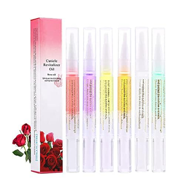 6Pcs Nail Cuticle Oils Nail Nutrition Oil Pen Nail Nourishment Pens 6 Smell Cuticle Revitalizer for Agnail Nourish Skin Nail Care (6Pcs)