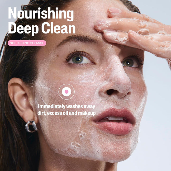 Nourishing Oil to Foam Facial Cleanser for Normal to Dry Skin, up to 24 Hour Hydration, 8 Fl Oz