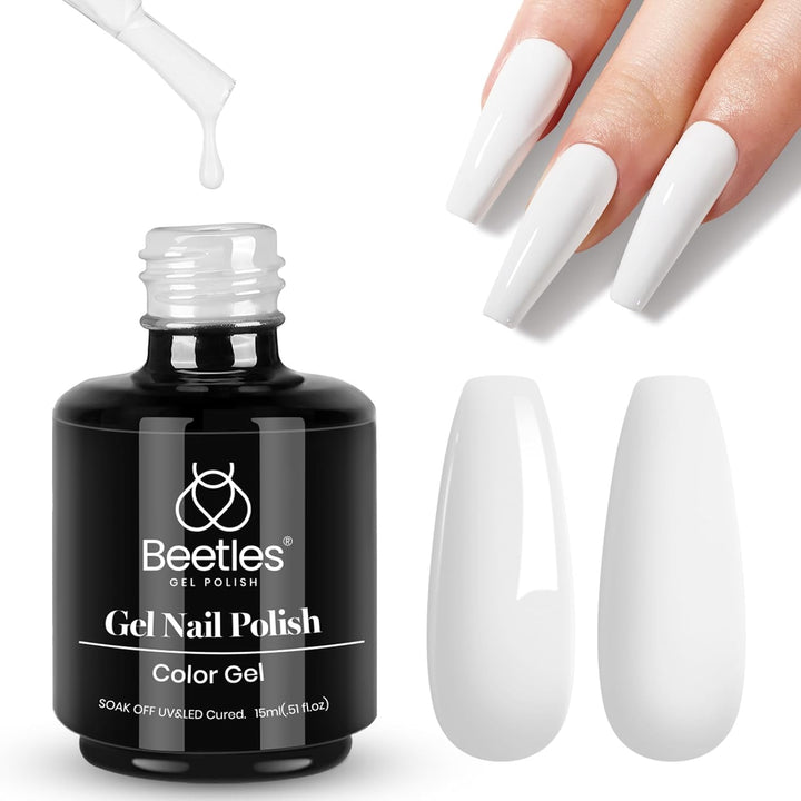 Beetles Black Gel Polish, 1 Pcs 15Ml Audrey Black Nail Polish Color Gel Nail Polish Halloween Nails Soak off Art Manicure Salon DIY Uv Lamp Nail Design Decoration at Home