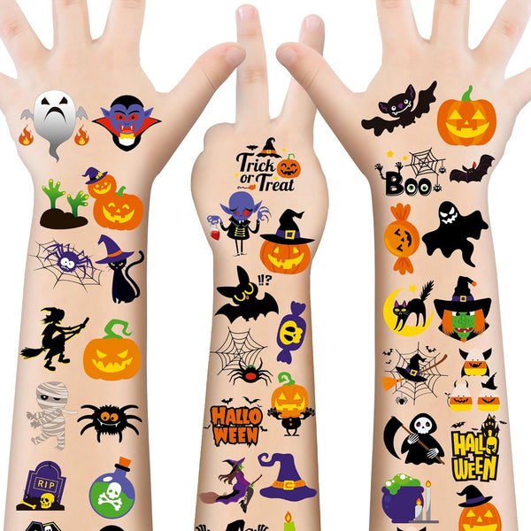 150 PCS Halloween Tattoos for Kids, Waterproof Assorted Halloween Party Favors for Trick or Treat, 150 Different Designs Long Lasting Temporary Tattoos Stickers for Games, Fake Tattoos