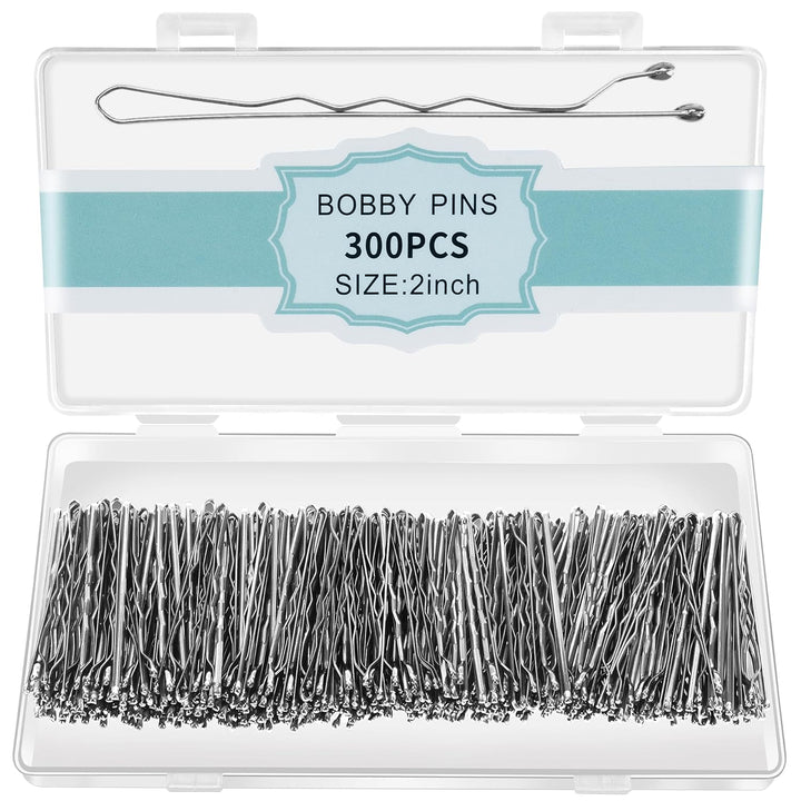 300 Pcs Bobby Pins Black, Hair Pins for Women Girls and Kids, Invisible Wave Hair Clips Bulk with Storage Box, Pain-Free Hairpins（2 Inch Black）
